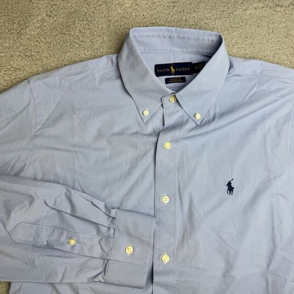 Ralph Lauren Shirt Mens M Blue Long Sleeve Button Down Performance Stretch - Picture 1 of 9
